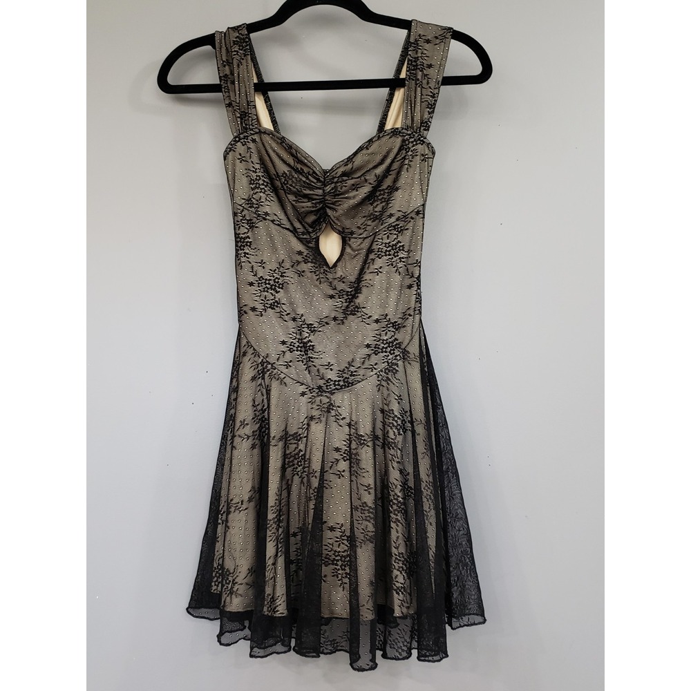 XXS Current-mood SLIP DRESS LACE BLACK MINI SLEEVELESS GOTHIC WITCHY COQUETTE